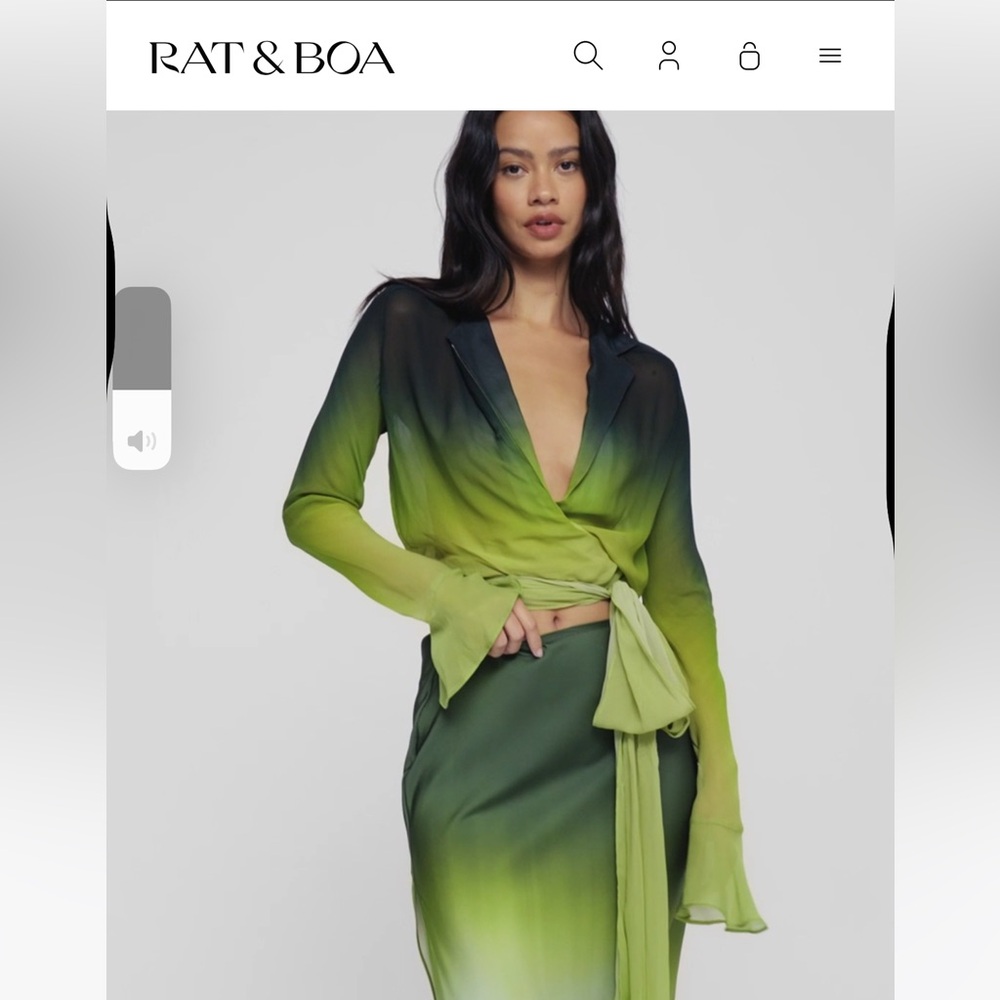 Rat & Boa Green Ombre Wrap two-piece Dress CYPRESS (size small)